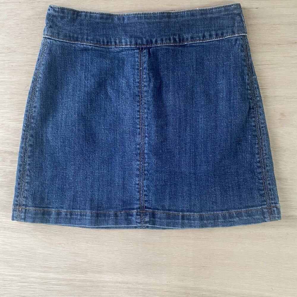 Classic Blue Denim Zip-Back A Line Mini Skirt Size M